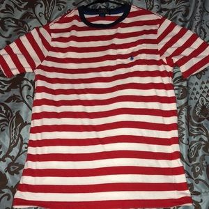 Red, white , and blue polo shirt with pocket